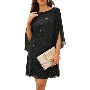 Women's Formal Dresses black Lace Sequin Prom Dress for Women
